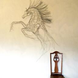 Cloud Mustang Rearing Wild Horse Wire Wall Art By Elizabeth Berrien - thumbnail 2