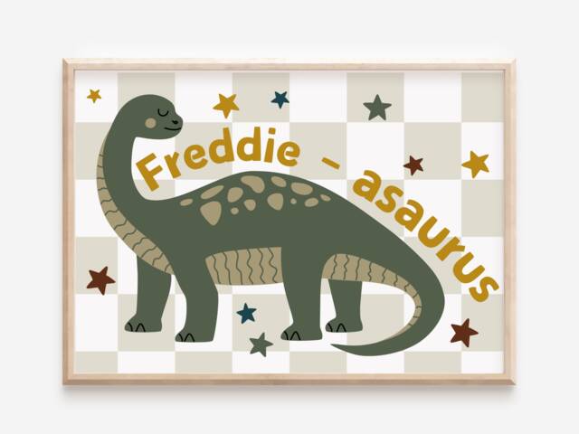 Personalised Dinosaur Wall Art. Name-Asaurus Print. The Perfect Print For A Dino Themed Nursery, Bedroom Or Playroom. - Print Only, Unframed - image 1