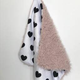 Heart Lovey, Security Blanket, Blankie, Minky Baby Black & White New Gift, Blanket - thumbnail 3
