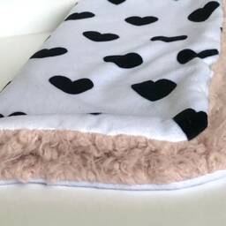 Heart Lovey, Security Blanket, Blankie, Minky Baby Black & White New Gift, Blanket - thumbnail 2