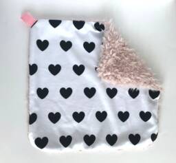 Heart Lovey, Security Blanket, Blankie, Minky Baby Black & White New Gift, Blanket - thumbnail 1