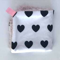 Heart Lovey, Security Blanket, Blankie, Minky Baby Black & White New Gift, Blanket - thumbnail 4