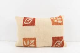 Handwoven Turkish Kilim Lumbar Pillow Cover Bohemian Home Decor - 16x24 Inch - thumbnail 1