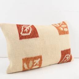 Handwoven Turkish Kilim Lumbar Pillow Cover Bohemian Home Decor - 16x24 Inch - thumbnail 2