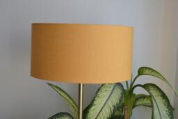 Round Mustard Yellow Linen Lampshade, Fabric Table Lamp, Pendant Light, Light Fixture, Lampshade - thumbnail 1