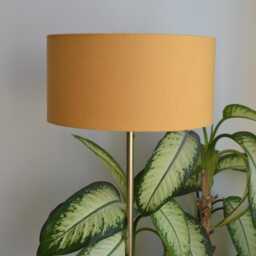 Round Mustard Yellow Linen Lampshade, Fabric Table Lamp, Pendant Light, Light Fixture, Lampshade - thumbnail 2