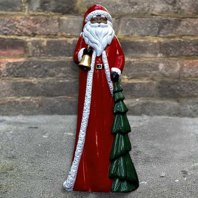 Red Santa Claus Statue Concrete Father Christmas Sculpture Outdoor Festive Ornament Winter Garden Figurine Cement Holiday Decor Xmas Gift - image 1