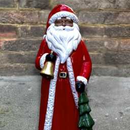 Red Santa Claus Statue Concrete Father Christmas Sculpture Outdoor Festive Ornament Winter Garden Figurine Cement Holiday Decor Xmas Gift - thumbnail 2