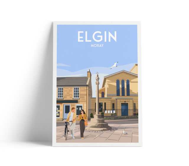 Elgin Travel Poster - Little Cross Monument Moray Print