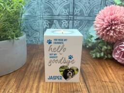 Favourite Hello Hardest Goodbye Pet Memorial Candle Holder Personalised Picture