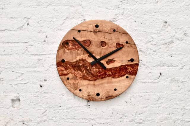 Epoxy & Wood Wall Clock, Wood Resin Wood, Resin, Handmade, Loft Style, Modern Home Decor, Resin Bedroom Decor - image 1
