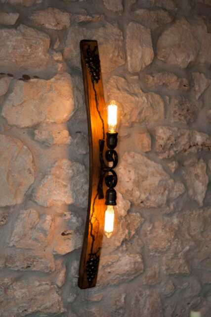 Rustic Wine Barrel Wall Sconce Reclaimed Wood Vintage Light - image 1