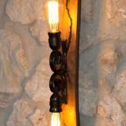 Rustic Wine Barrel Wall Sconce Reclaimed Wood Vintage Light - thumbnail 2