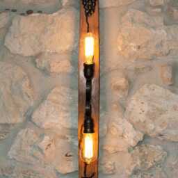 Rustic Wine Barrel Wall Sconce Reclaimed Wood Vintage Light - thumbnail 3