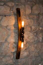 Rustic Wine Barrel Wall Sconce Reclaimed Wood Vintage Light - thumbnail 1
