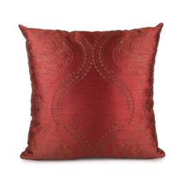 Cinnamon Red Pillow, Decorative Throw Pillow Cover, Cushion Accent Silk Blend, Dark Tan Embroidered Modern Pillow - thumbnail 1