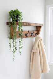 Large Coat Rack Shelf With 10 Hooks - Hallway Storage & Display - thumbnail 1