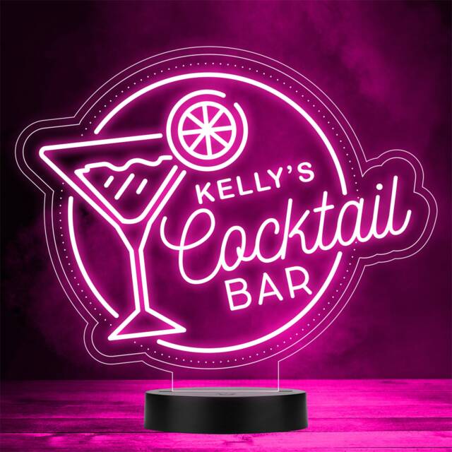 Martini Glass Round Cocktail Home Bar Man Cave Gift Colour Change Night Light - image 1