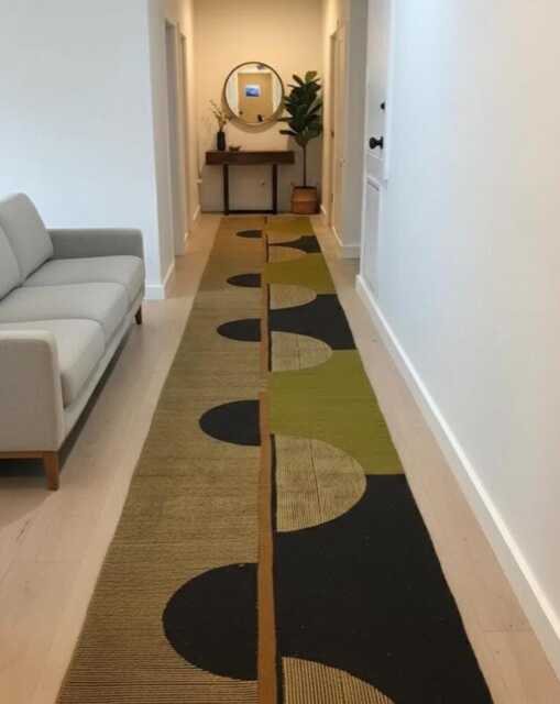 Handmade Olive Green & Black Flat Weave Kilim Runner Rug, Minimalist Living Room Carpet - image 1