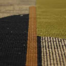 Handmade Olive Green & Black Flat Weave Kilim Runner Rug, Minimalist Living Room Carpet - thumbnail 2