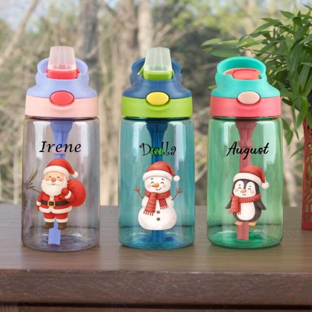 Personalized Kids Toddler Plastic Cup, Custom Santa Claus Design, Vintage Christmas Childs Back To School, Granddaughter, Grandson - image 1