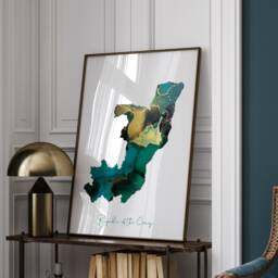 Republic Of The Congo Map Emerald Green & Gold Wall Art Print - thumbnail 1