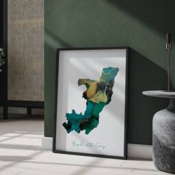 Republic Of The Congo Map Emerald Green & Gold Wall Art Print - thumbnail 3