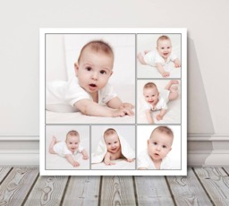 6 Photo Canvas Collage - Custom Favourite Memories Print Personalised Picture Gift Family, Pet, Holiday Wall Art - thumbnail 1