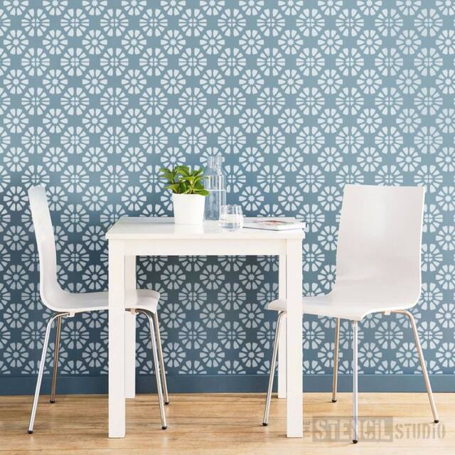 Amberley Tile Repeat Pattern Reusable Stencil. Create Faux Effect On Floors & Walls - Wall Stencils For Home Decor 10744 - image 1