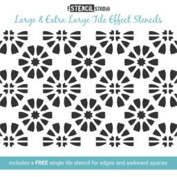 Amberley Tile Repeat Pattern Reusable Stencil. Create Faux Effect On Floors & Walls - Wall Stencils For Home Decor 10744 - thumbnail 3