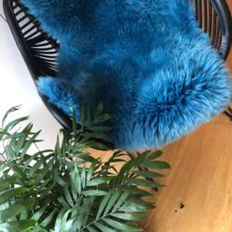 Blue Sheepskin Rug, Sea Bluegreen Fur Bed Cover, Chair Interior Accessories , Decor, Design, Boys Room - thumbnail 2