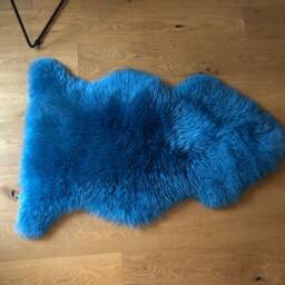 Blue Sheepskin Rug, Sea Bluegreen Fur Bed Cover, Chair Interior Accessories , Decor, Design, Boys Room - thumbnail 3
