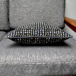 Black Spotty, Dotty, Polka Dot Scatter Cushion Covers With Grey Piping in 100% Cotton Fabric By Iliv. Black/Grey/Mustard Throw Pillows - thumbnail 3