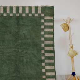 Green Beni Ourain Rug - Hand-Knotted Wool Eco-Friendly Decor Sustainable - thumbnail 3