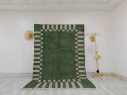 Green Beni Ourain Rug - Hand-Knotted Wool Eco-Friendly Decor Sustainable - thumbnail 1
