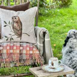 Barn Owl Linen Cushion Cover Handcrafted Oxford Edge, Cheney Penrose Design - thumbnail 2
