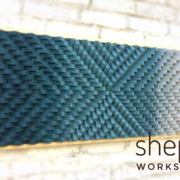 Large Wood Wall Art - Navy Blue Gray Home Office Decor Midcentury 3D Sound Diffuser- Acoustic Panel - thumbnail 3