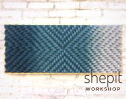 Large Wood Wall Art - Navy Blue Gray Home Office Decor Midcentury 3D Sound Diffuser- Acoustic Panel - thumbnail 1