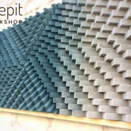Large Wood Wall Art - Navy Blue Gray Home Office Decor Midcentury 3D Sound Diffuser- Acoustic Panel - thumbnail 2