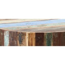 Rustic French Style Reclaimed Wood Hairpin Metal Legs Round Top Coffee Tables Bedside End Table - thumbnail 3