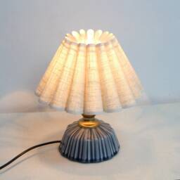 Handmade Hemp Fabric Lamp With Blue Stripes Ceramic Base For Home Lighting-73# - thumbnail 4
