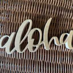 Aloha Beachy Wooden Freestanding Sign - Hawaii Cutout Stand-Alone Shelf Wall Decor Welcome Family Wedding Nursery - thumbnail 2