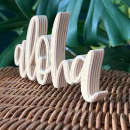 Aloha Beachy Wooden Freestanding Sign - Hawaii Cutout Stand-Alone Shelf Wall Decor Welcome Family Wedding Nursery - thumbnail 3