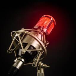 studio Microphone Desk Lamp - On Air Edition/Music Lover Gift For Men Home Interior Song Radio Red Industrial Lighting - thumbnail 3