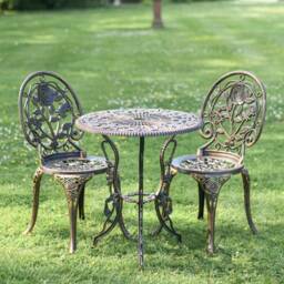 Cast Aluminium Bronze Two Seater Bistro Set - Garden Furniture - thumbnail 2