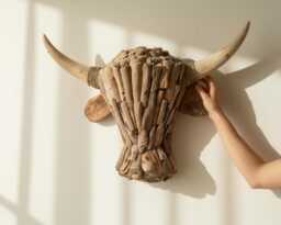 Drift Wood Bull Head, Figurine, Driftwood Heart, Wall Decoration, Art, New Home Decor, Living Room, Housewarming, Birthday Gift - thumbnail 1