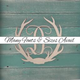 Unfinished Wooden Deer Antler Monogram For Wall Decor Or Door Hanger - thumbnail 2