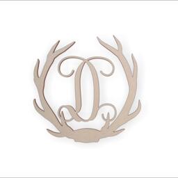 Unfinished Wooden Deer Antler Monogram For Wall Decor Or Door Hanger - thumbnail 3