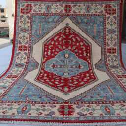 5x7 Ft Afghan Hand Knotted Kazak Area Rug, Luxury New Rug, Medallion Geometric Rug For Living Room - thumbnail 4