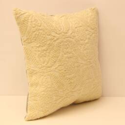 Vintage Turkish Textile Pillow Cover, Wool Boho Cushion - 16x16 - thumbnail 2